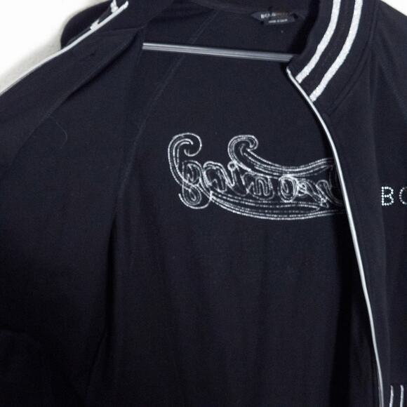 BCBGMaxAzria Women’s Zip Up Jacket Y2K Bling Streetwear Rhinestone Logo Size XL - Picture 7 of 13